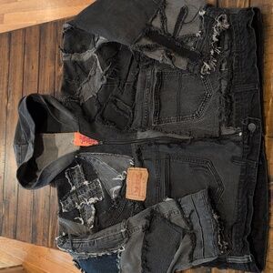 Reworked Denim Jacket Full Zip Hooded Levi's Arizona Jeans Pink Pvssy Vintage